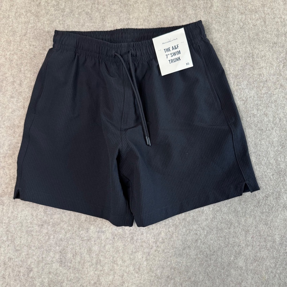 NWT Abercrombie & Fitch The A&F 7" Swim Trunk Mens XS Black Beach